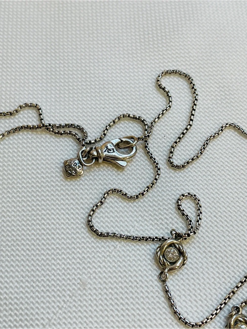 David Yurman Sterling Silver Diamond Infinity Necklace